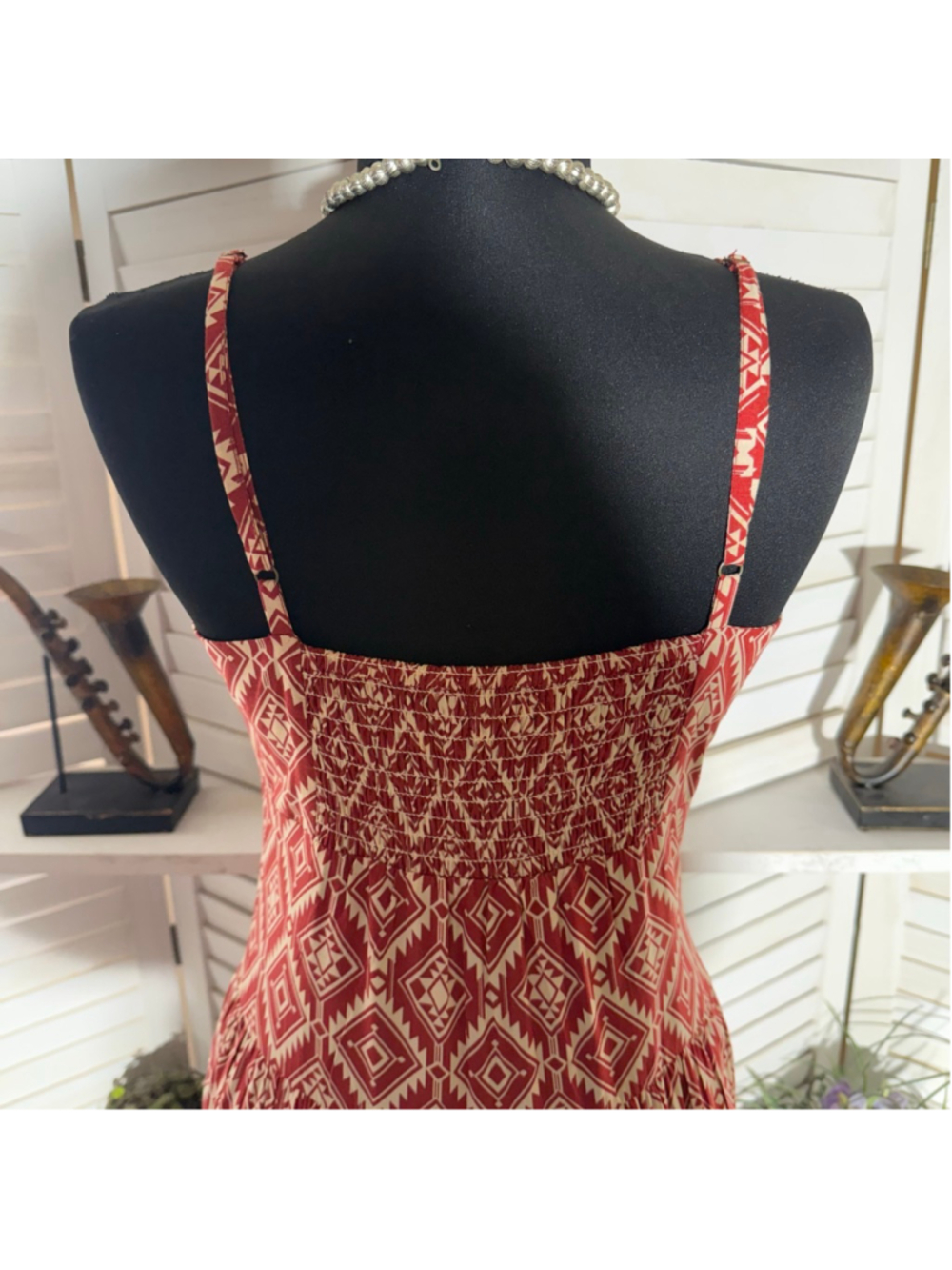 Rock & Roll Denim maxi dress hippy boho diamond tiers whimsigoth fairy western S - Picture 6 of 16